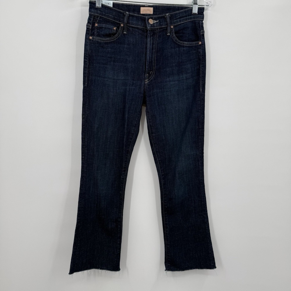 Mother Jeans Womens 27 Blue Dark Wash Insider Crop Step Frey Stretch High‎ Rise